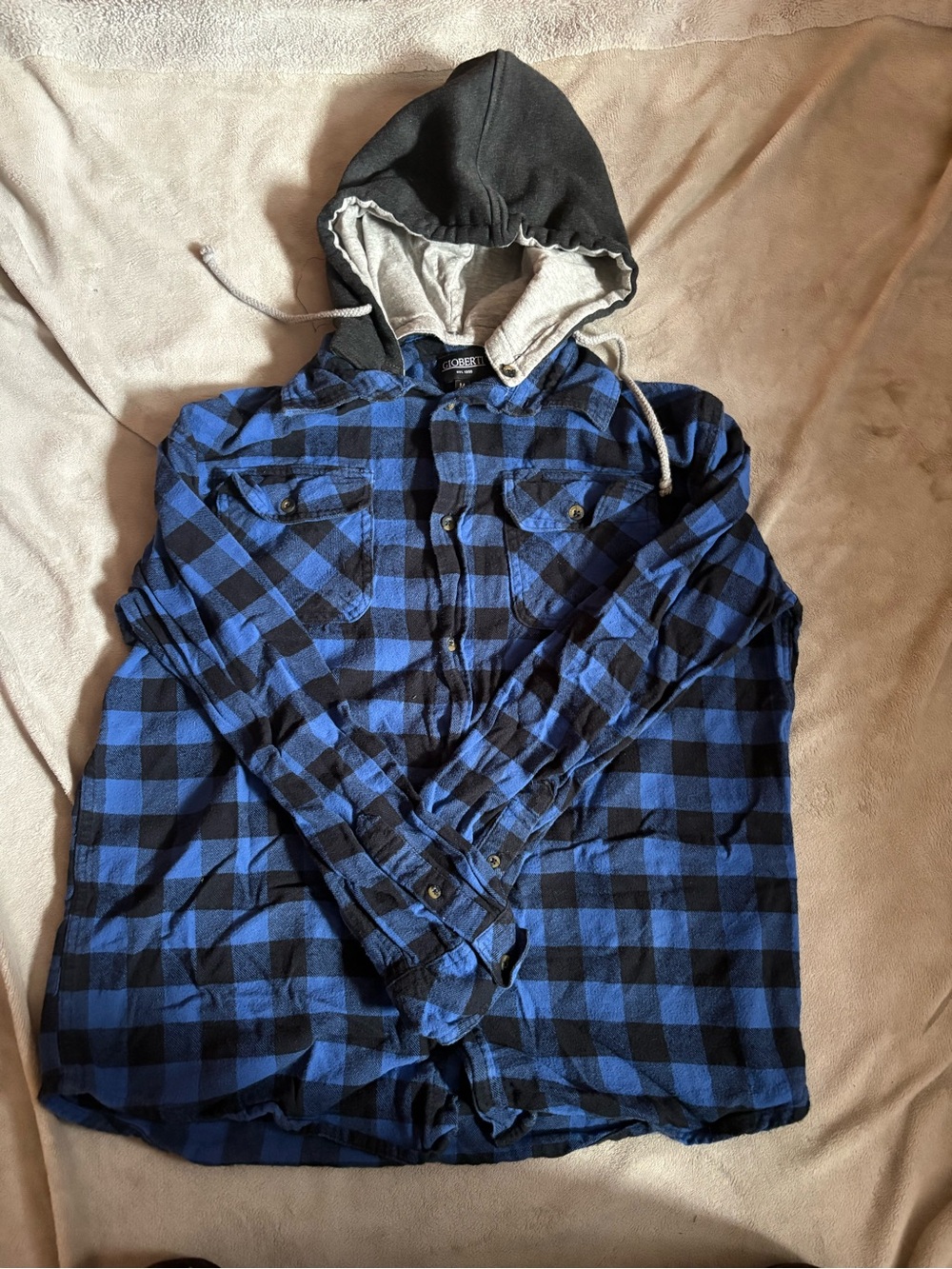 Gioberti ‘Blue/Black’ Mens Hooded Flannel